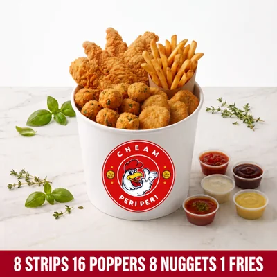 8 Crispy Peri Peri Chicken Strips Sharing Bucket at Cheam Peri Peri