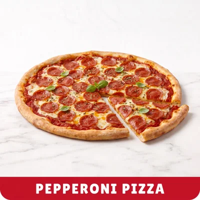 Crispy Sliced Pepperoni Pizza at Cheam Peri Peri